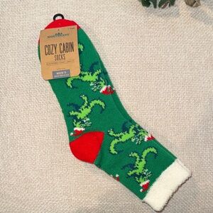 Cozy Cabin Christmas Dinosaur Socks